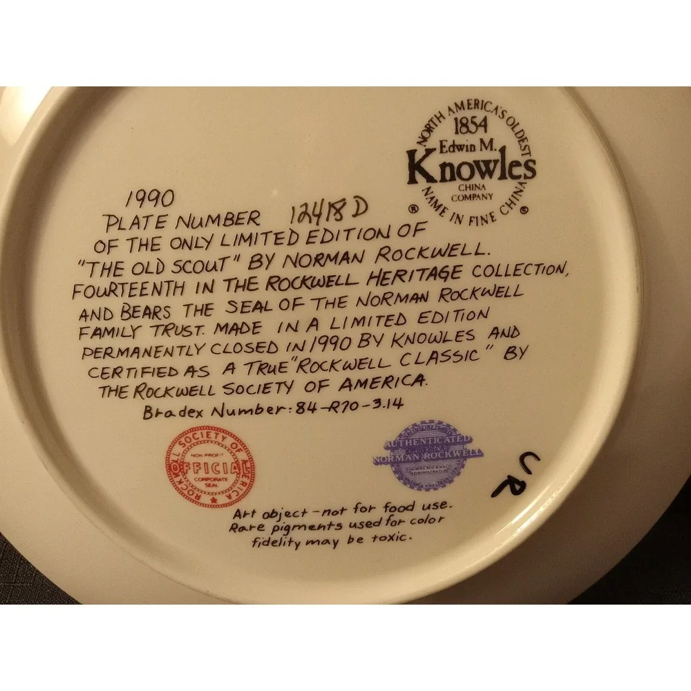 Norman Rockwell The Old Scout 1990 Collector Plate Edwin M Knowles 12418D